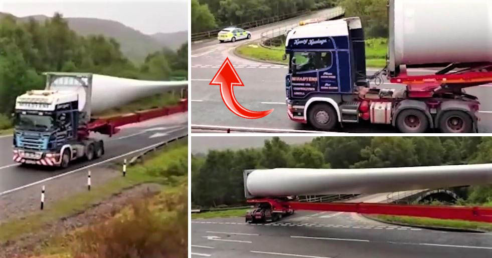 Trucker Attempts Impossible 90-Degree Turn With HUGE Load