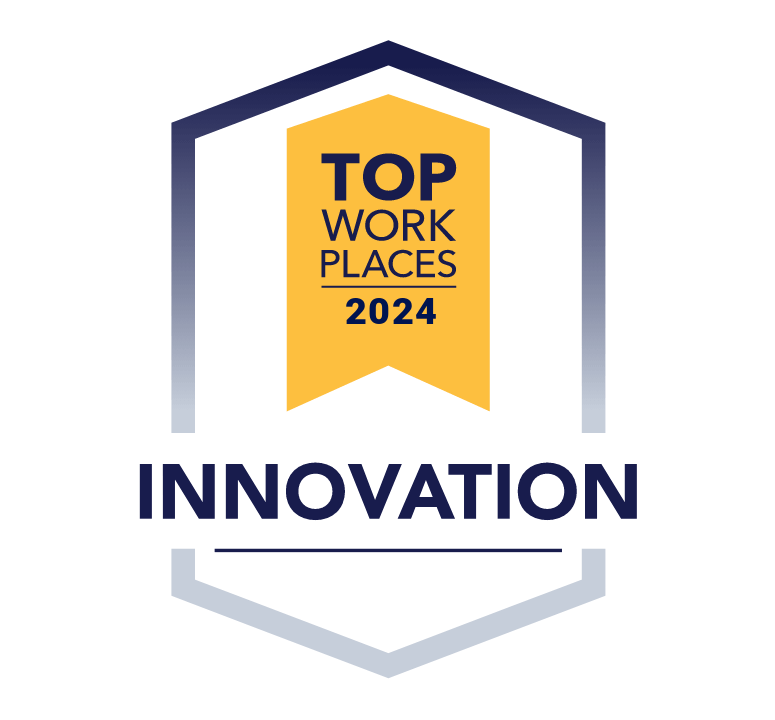A badge recognizing Transflo for innovation as part of the Top Workplaces 2024 Awards.