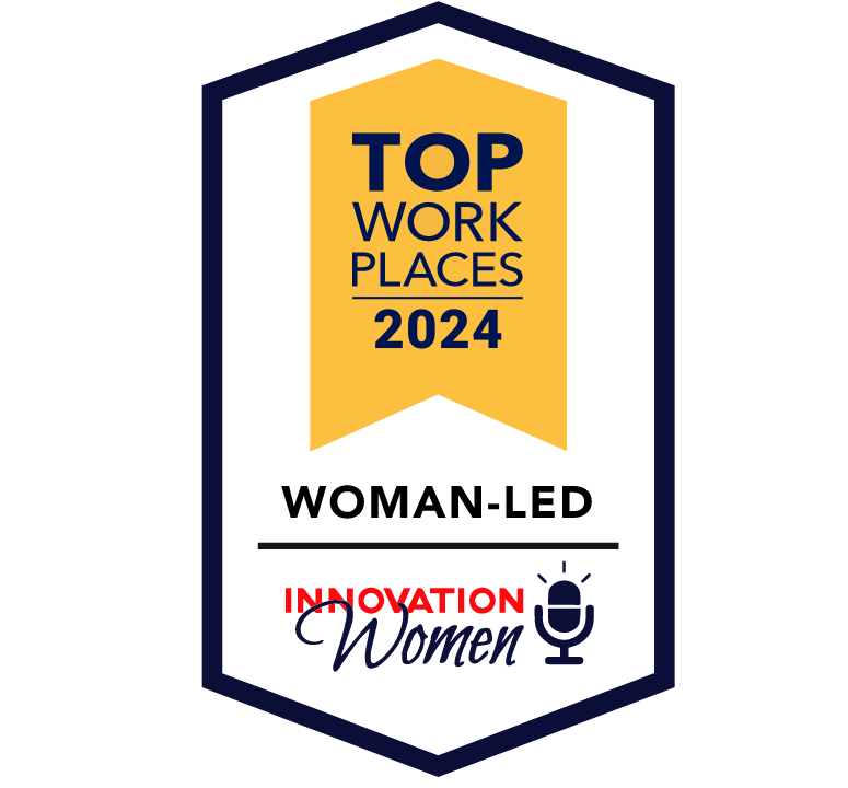 A badge showcasing Transflo's honor from Woman-Led Top Workplace in 2024.