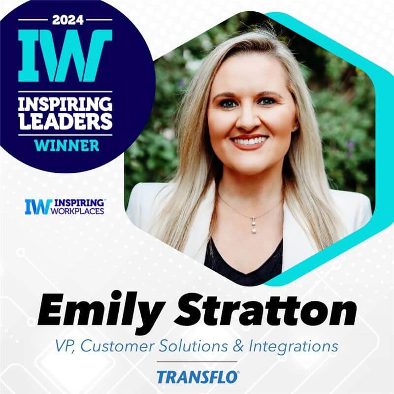 Award announcement graphic for Transflo's Emily Stratton